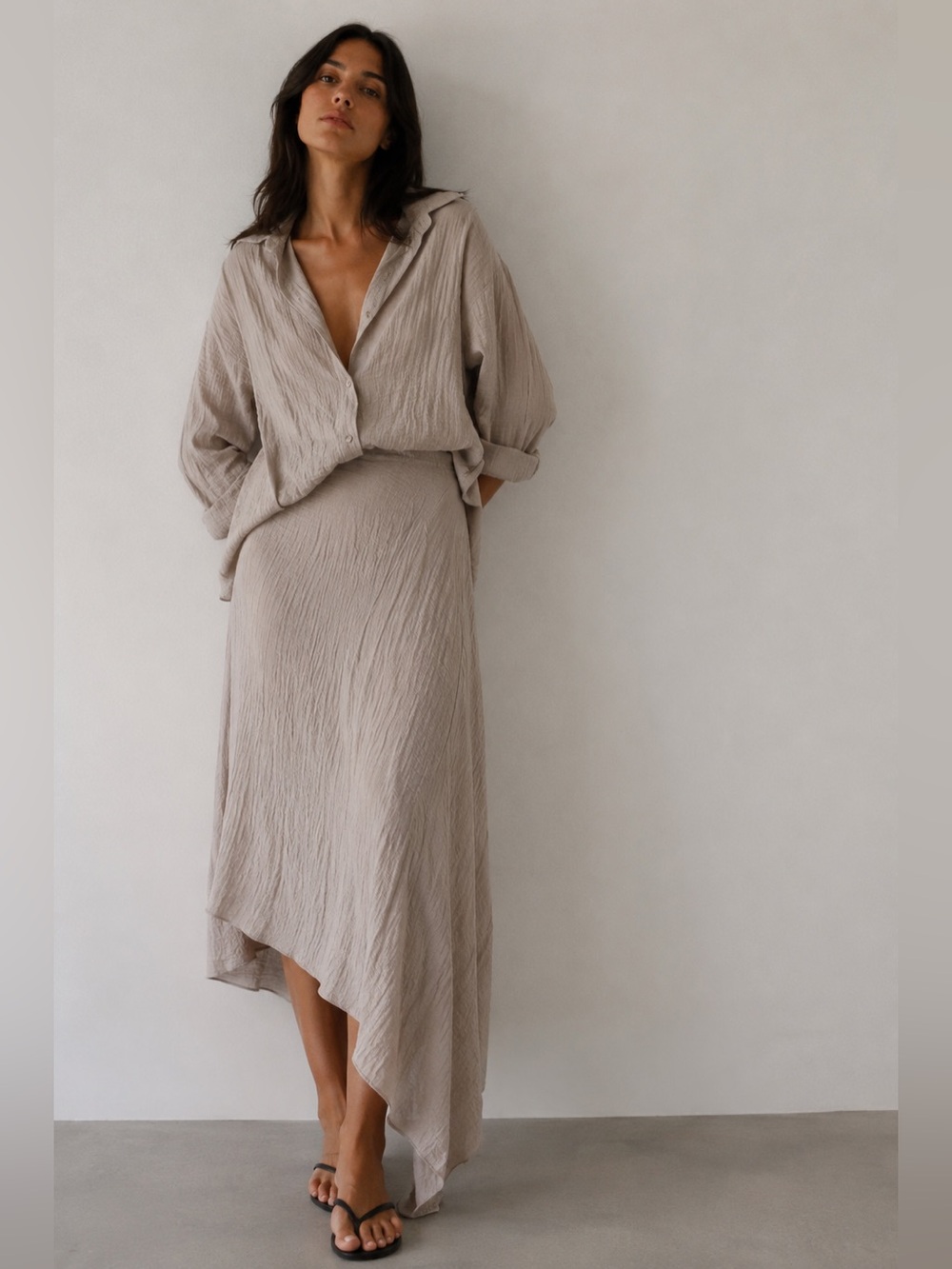 Linda Lundstrom Asymmetrical Midi Maxi Skirt | Stretch Crinkle Skirt | Size 16